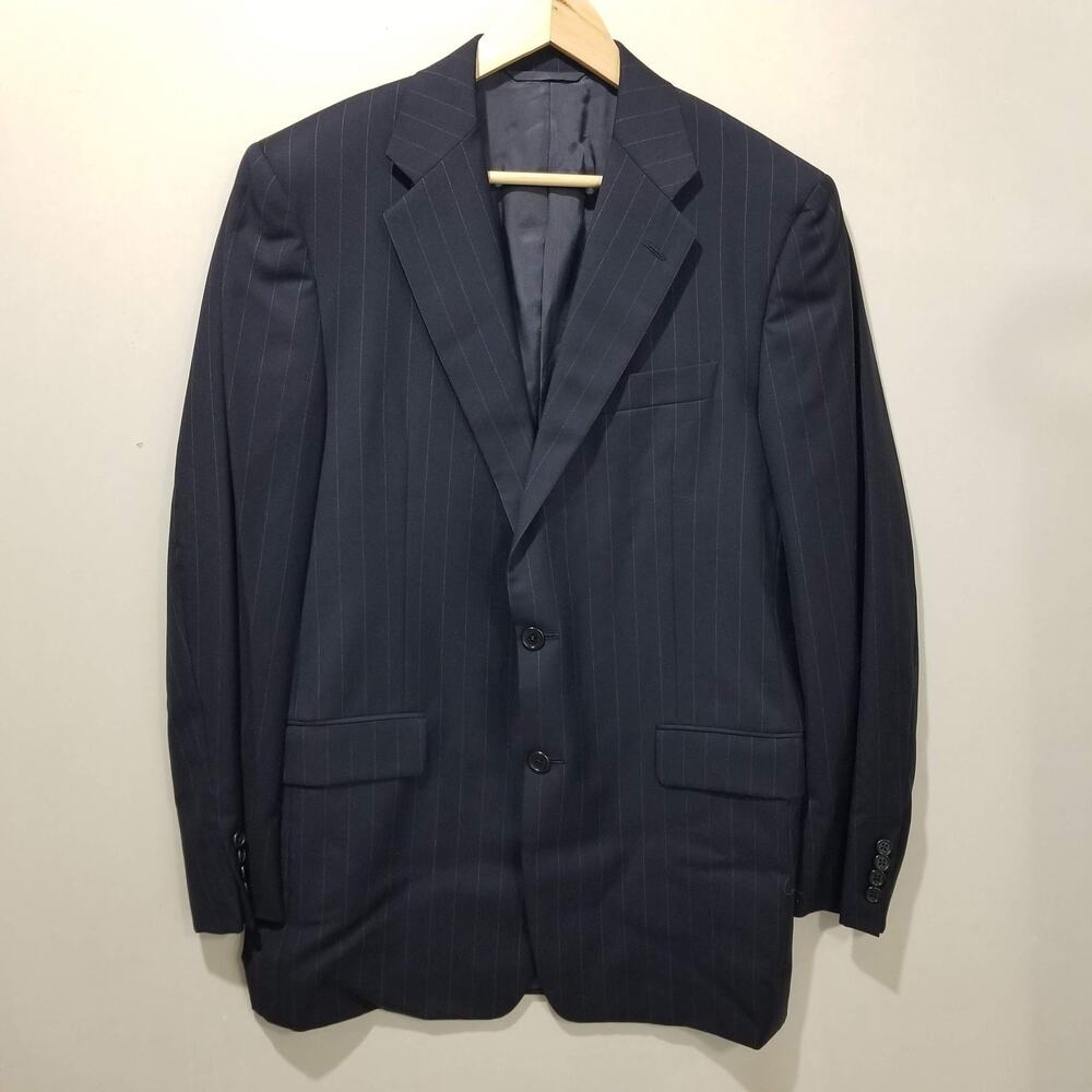 Hickey Freeman Suit Jacket Mens 40 Regular Pinstripe Loro Piana Super 120s Wool